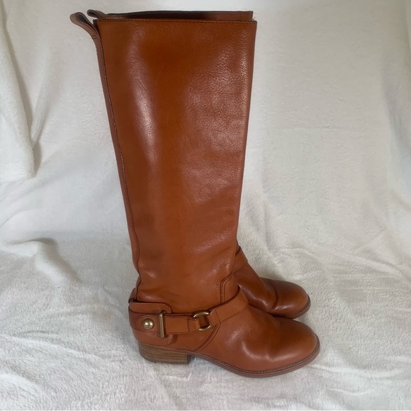 Coach Natale Women US 6 Cognac Leather Riding Boot Harness Knee High‎ Pull On - Picture 5 of 16